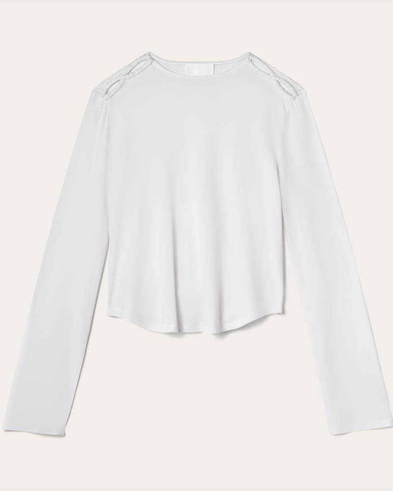 Front of a size L Cadenza Top in White in White by Merlette. | dia_product_style_image_id:319939
